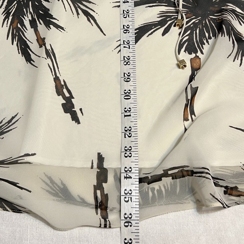 MOB Palm Tree Print Dress Women Sleeveless Lace Up Tropical Resort Vacation L - Picture 9 of 10